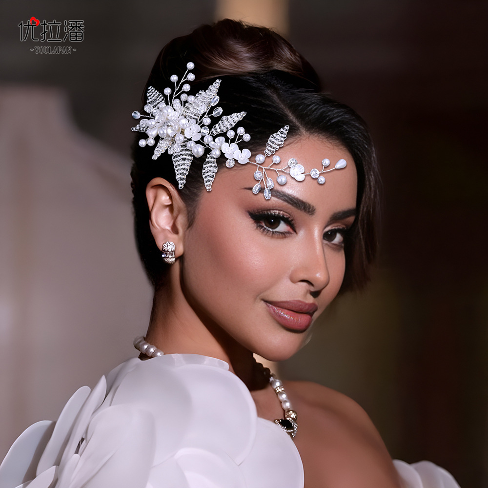 Yulapan HP135 Foreign Trade Bridal Headwear Handmade Crystal Pearl Versatile Hair Comb Studio Wedding Dress Styling Hair Accessories