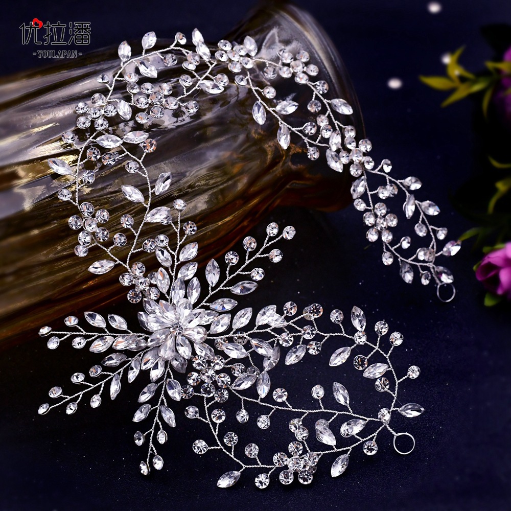 Yulapan HP242 Bridal Handmade Headwear and Makeup Styling Photography Hair Accessories Wedding Cloak Headband Water Diamond Headband