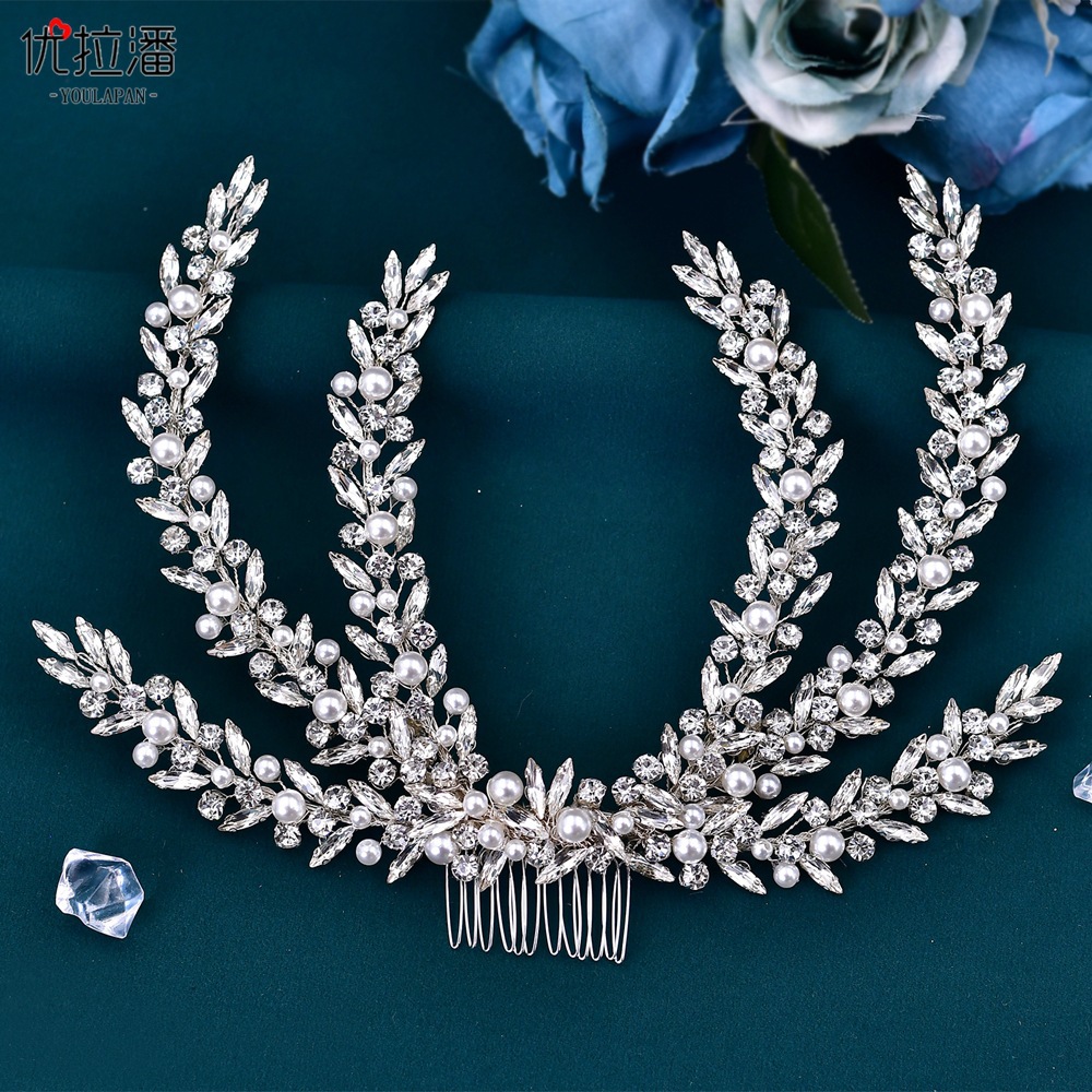 Yulapan HP530 Independent Station Bridal Headwear Handmade Water Diamond Pearl Hair Accessories Wedding Dress Coiled Hair Comb
