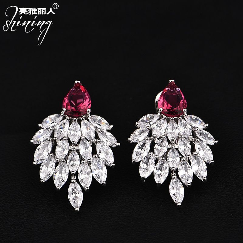 European and American style bridal banquet jewelry ins women's versatile casual zircon earrings with accessories manufacturer, one piece dropshipping