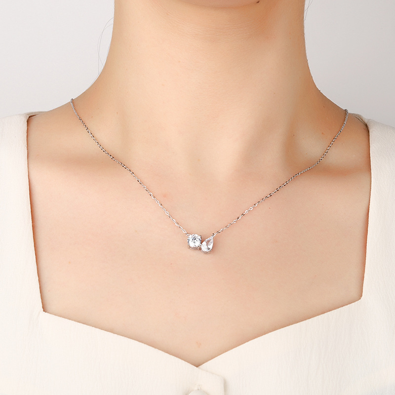 S925 pure silver pear shaped pendant for women's moissanite, niche, light luxury, high-end, cross-border live streaming, same irregular pendant