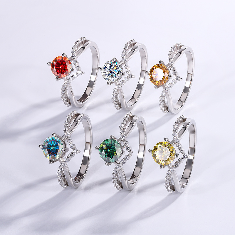 S925 Pure Silver Valentine's Day Gift: Coronation of Love, Moissanite Diamond Ring, Female Proposal, Wedding Gift, Girlfriend, In Stock Delivery