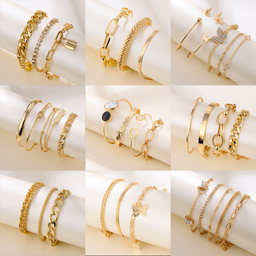 Cross border new niche fashion creative circular heart cross bracelet 4-piece set with design sense chain bracelet hand