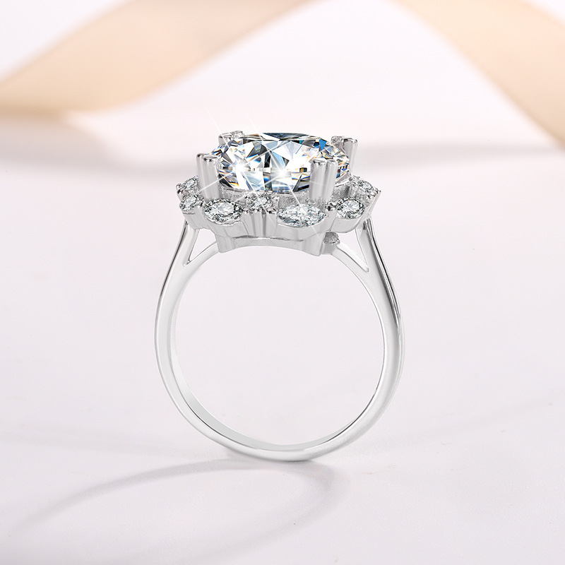 Tiktok Online Popular Queen's Large Diamond Dove Egg s925 Sterling Silver 5-Carat Moissanite Luxury Cross border Ring