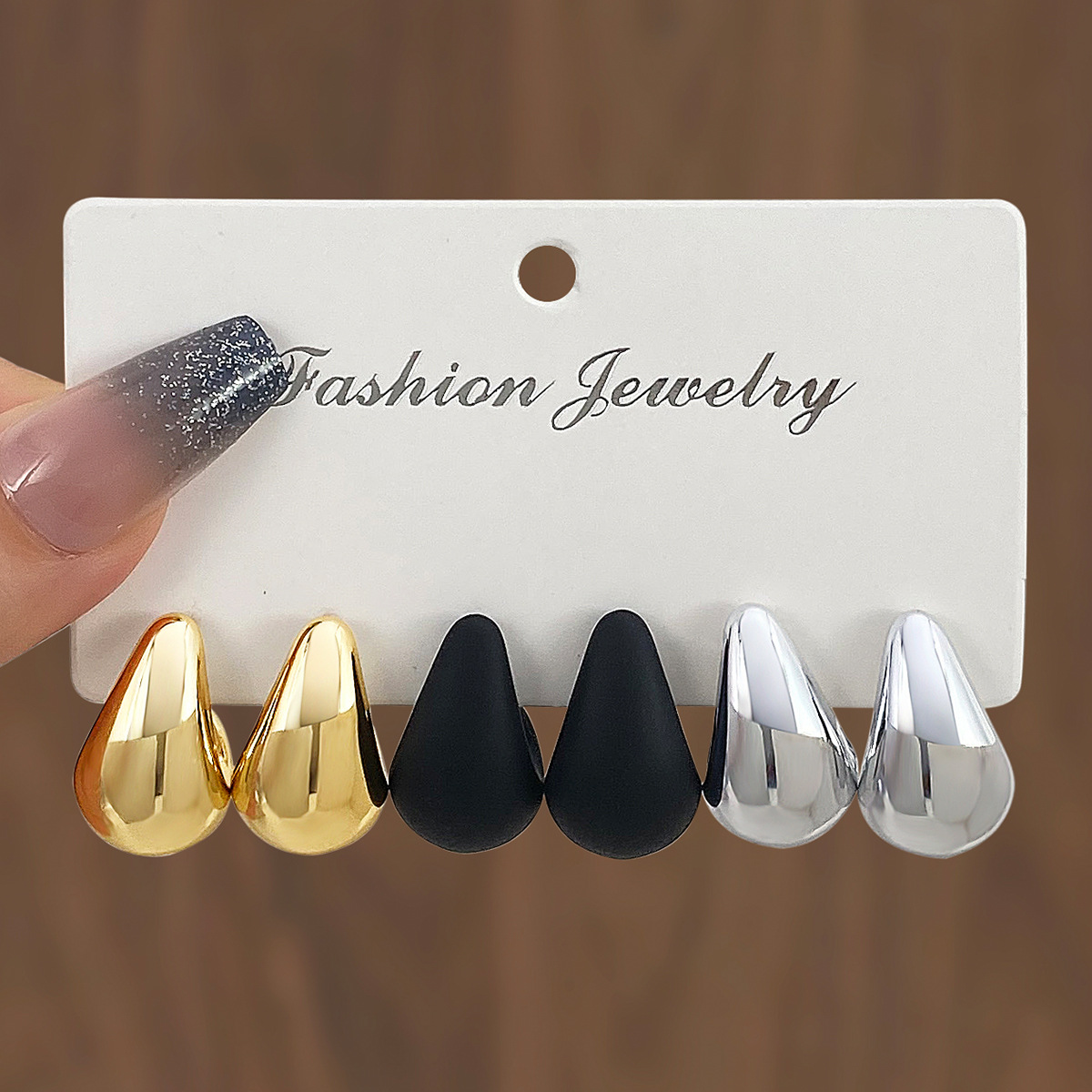 European and American cross-border multi-color women's earring set with exaggerated personality, water droplets, ins fashion, versatile design, ccb earrings