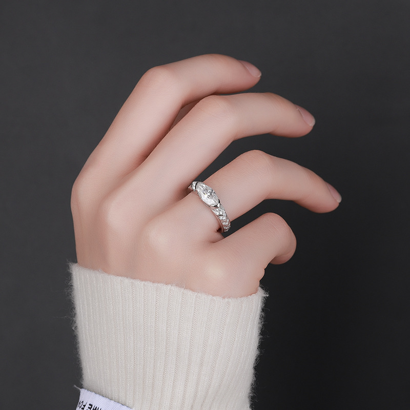 S925 Silver Moissanite Ring Horus Eye Guardian Couple Pair Ring Silver Ring Horse Eye Live Cross border Supply