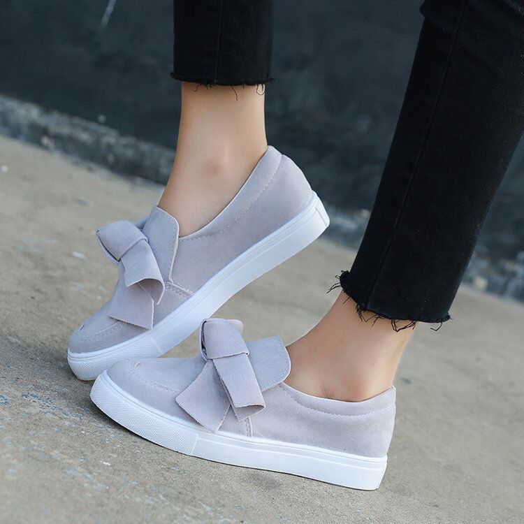Cross border flat loafers women's plus size 2025 spring autumn bow shallow mouth single shoe thick sole casual lazy single shoe
