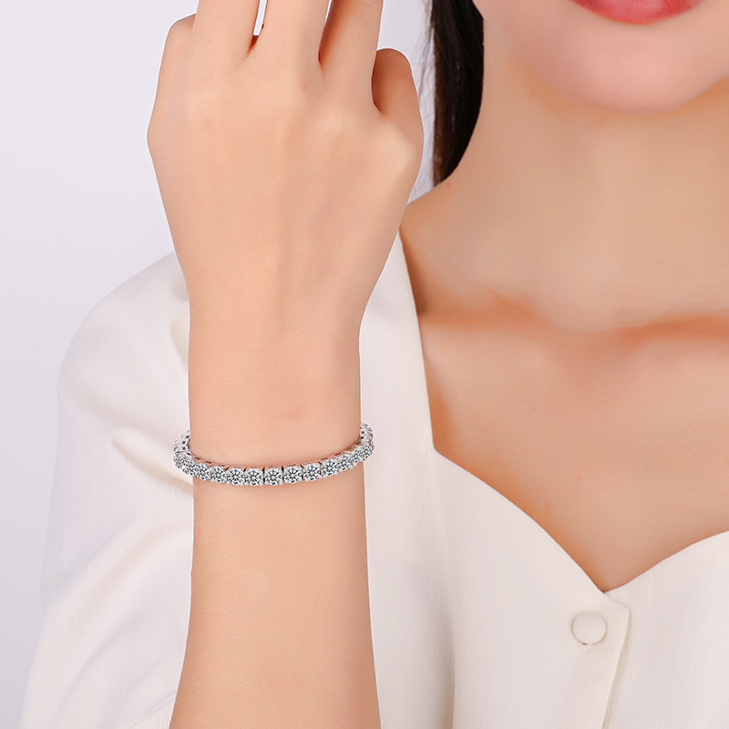 925 silver moissanite tennis bracelet for men and women, silver plated 18K gold bracelet, cross-border supply of one piece wholesale