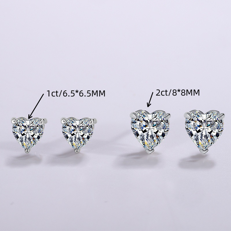 Europe and America Earrings New Earrings s925 Pure Silver Ear Studs Heart shaped Moissane Diamond Earrings Female Small Design Earrings Tiktok