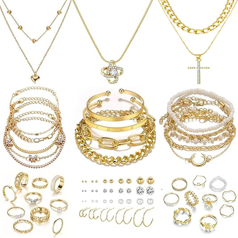 Cross border Amazon 58 piece jewelry ring creative love necklace punk style bracelet bracelet jewelry women