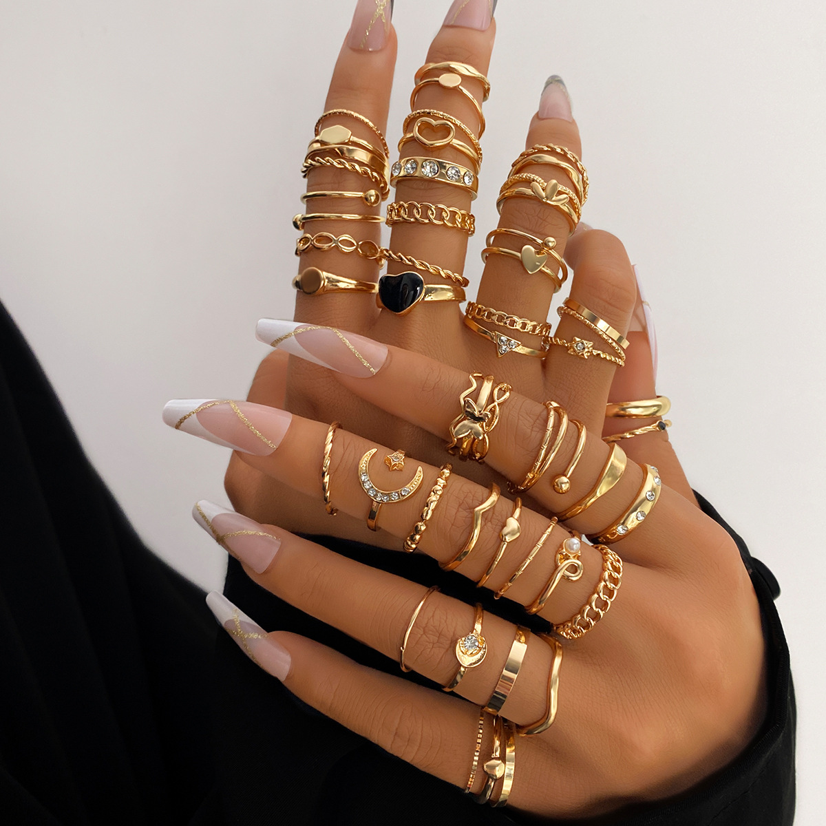Cross border new opening multi joint ring set of 49 pieces, love ring, women's design sense, niche high-end sense, finger