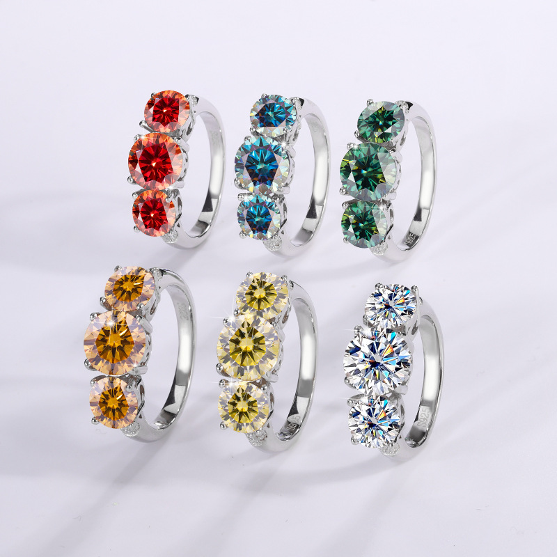 925 silver mozanne diamond ring, female Tiktok live broadcast, advanced sense, European and American luxury ins, popular ring jewelry manufacturer
