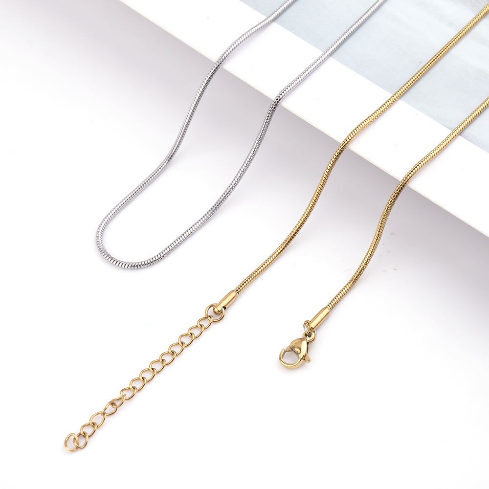 European and American popular stainless steel round snake chain snake bone chain spring titanium steel necklace simple personality collarbone chain new wholesale