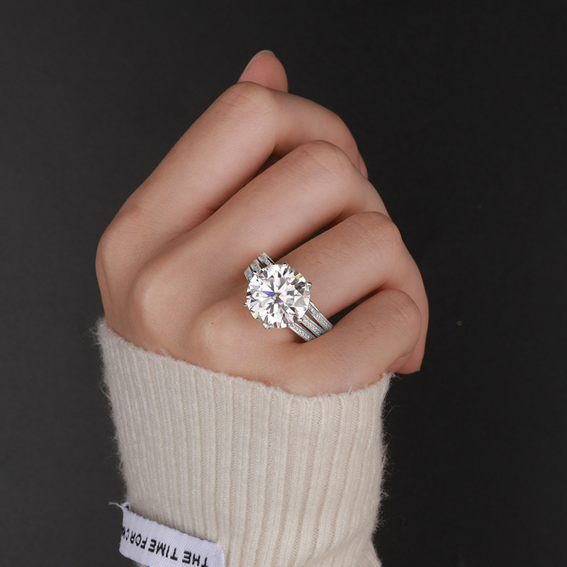 Cross border exclusive 925 silver 10 carat 5-carat moissani diamond women's ring, high-end precision version, New Moon Eye ring