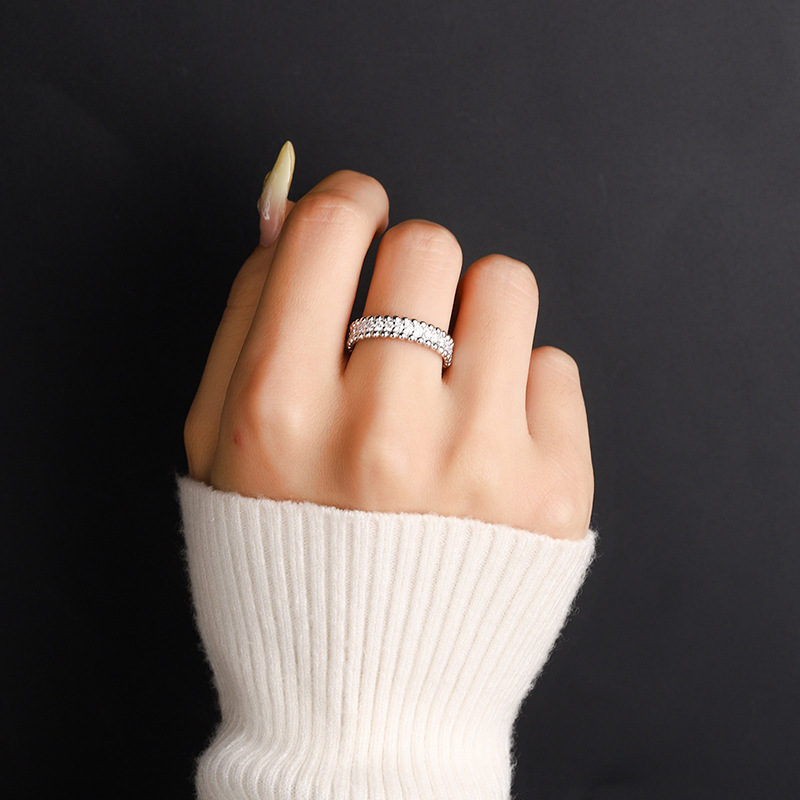 Cross border hot selling bead edge full diamond ring for women S925 pure silver moissanite ring kaleidoscope starry sky ring diamond ring