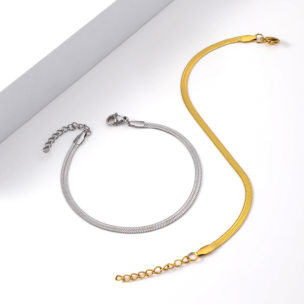 Stainless steel blade women's bracelet cross-border hot selling vacuum color preservation electroplated snake bone chain men's titanium steel flat snake bracelet