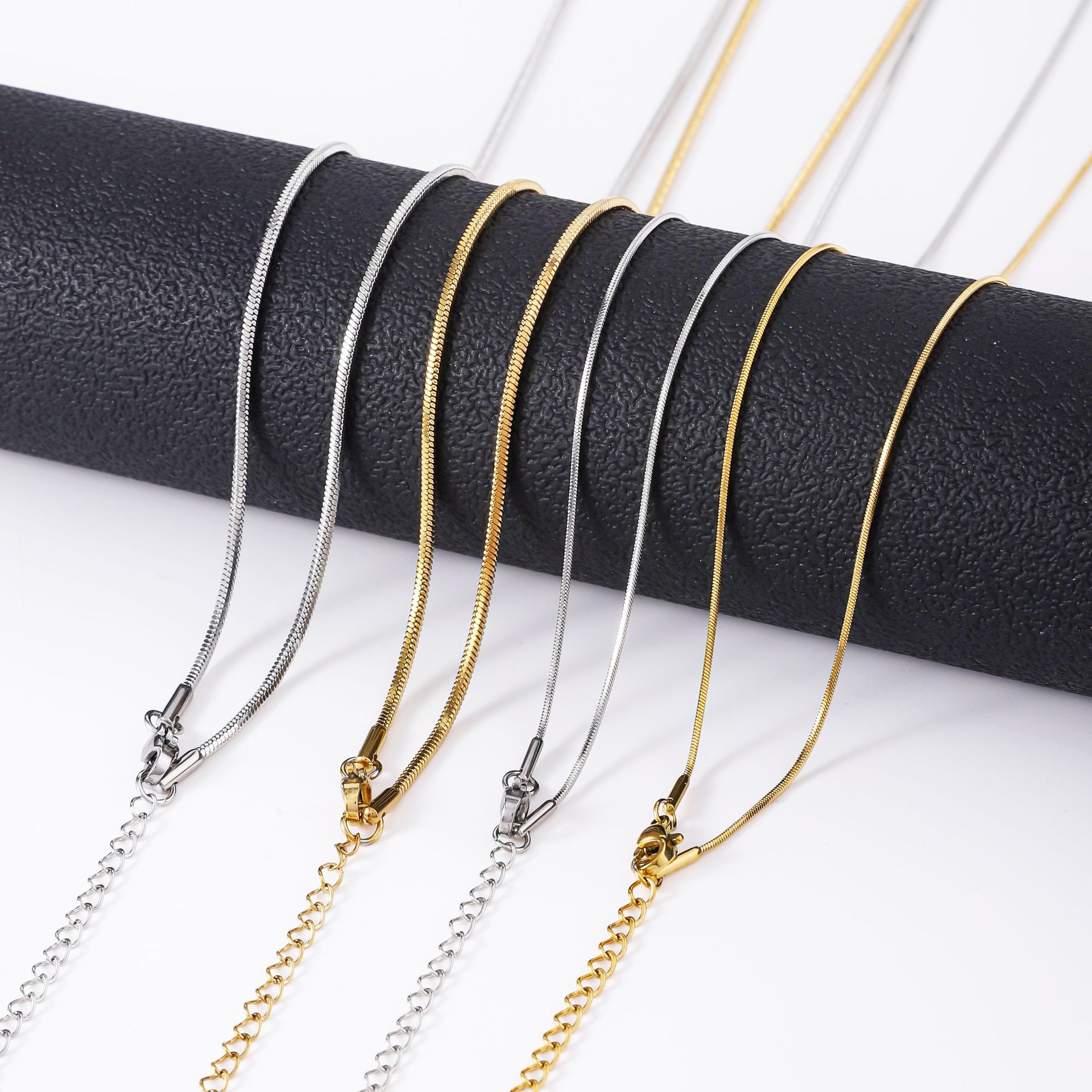 Stainless steel square snake chain necklace for women DIY handmade jewelry with chain plated 18K gold square snake bone chain titanium steel necklace