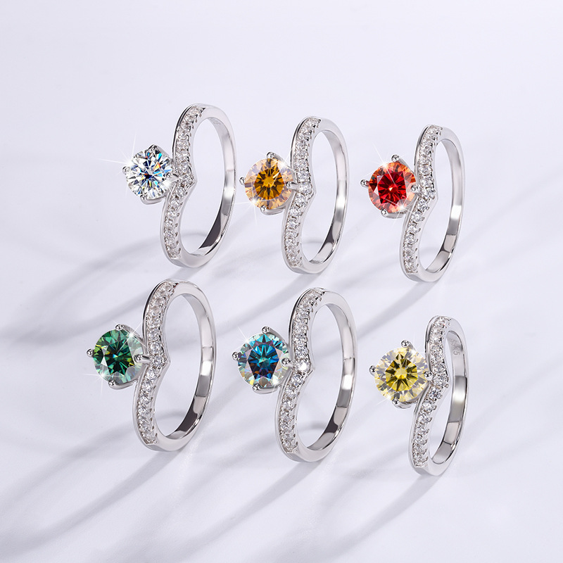 S925 Silver Moissanite Ring Ring Imitated Diamond Micro inlaid Princess Crown Ring Four Claw Source Tiktok