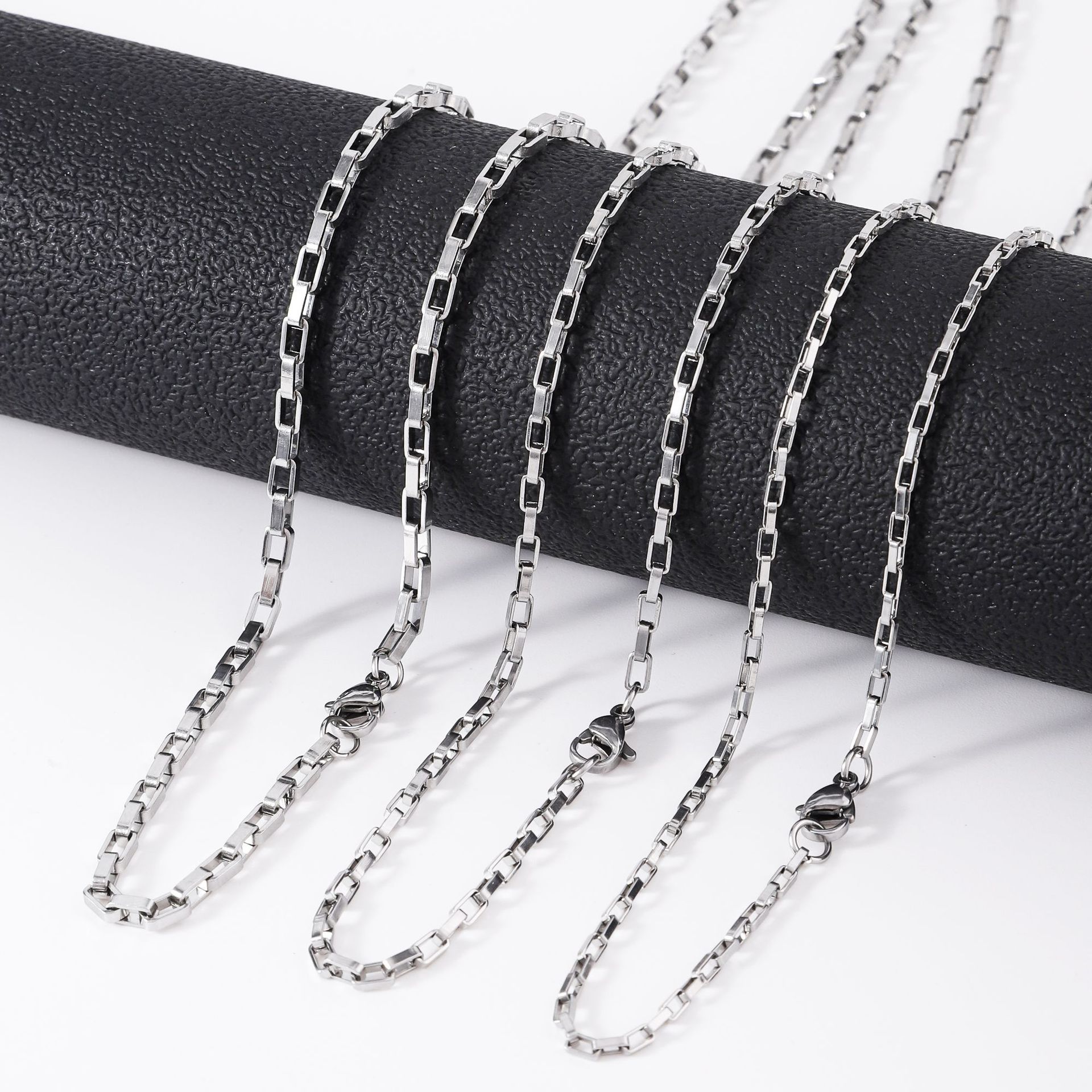 Stainless steel long box chain necklace, handmade DIY jewelry with chain matching, cross-border women's sweater chain, titanium steel necklace