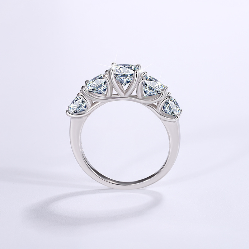 S925 silver light luxury temperament high-end sense moissanite diamond ring European and American simple five-star light high carbon diamond ring for women