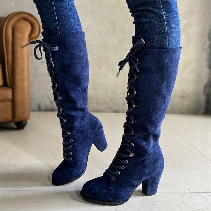 Casual high-heeled single boot women's autumn and winter new cross-border plus size autumn round toe French thick heel solid color women's Martin boots