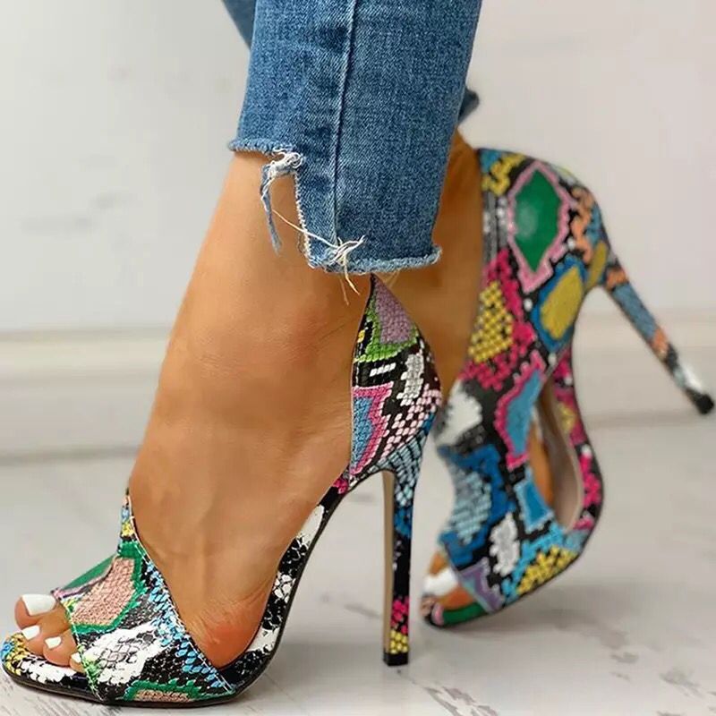 2024 Summer Europe Station 4243 High Heel Fish Mouth Sandals Women's Foreign Trade Large Size Side Air Narrow Heel Women's Shoes Fashion Sandals