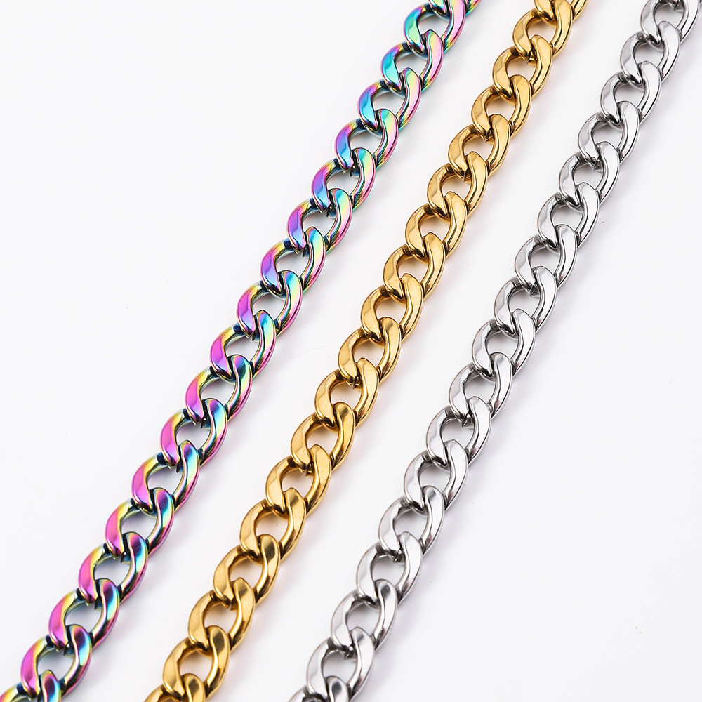 Cross border titanium steel NK chain necklace, European and American men's Cuban chain, plain chain, fashionable fashion jewelry, stainless steel bracelet