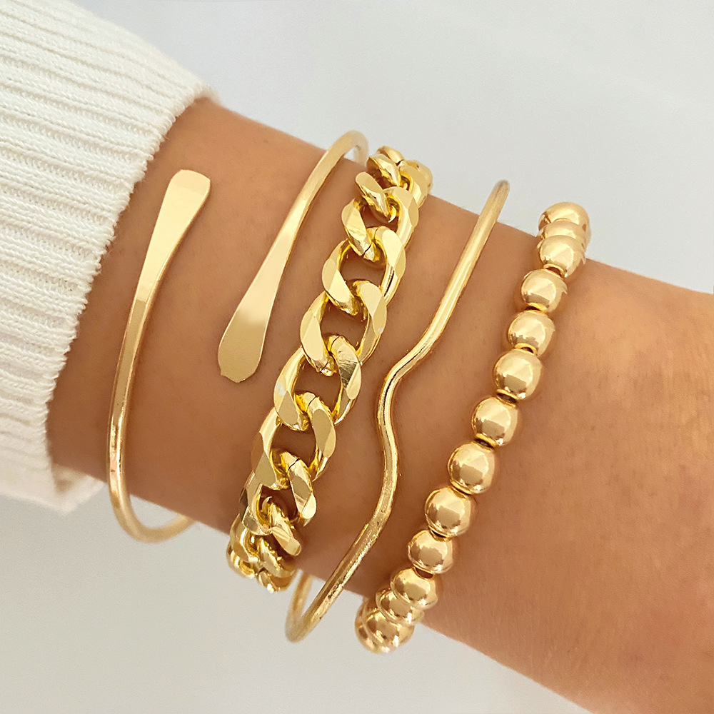 European and American cross-border retro simple chain bracelet fashion mix and match open bracelet bracelet bracelet bracelet, hand decoration, layering style combination wholesale