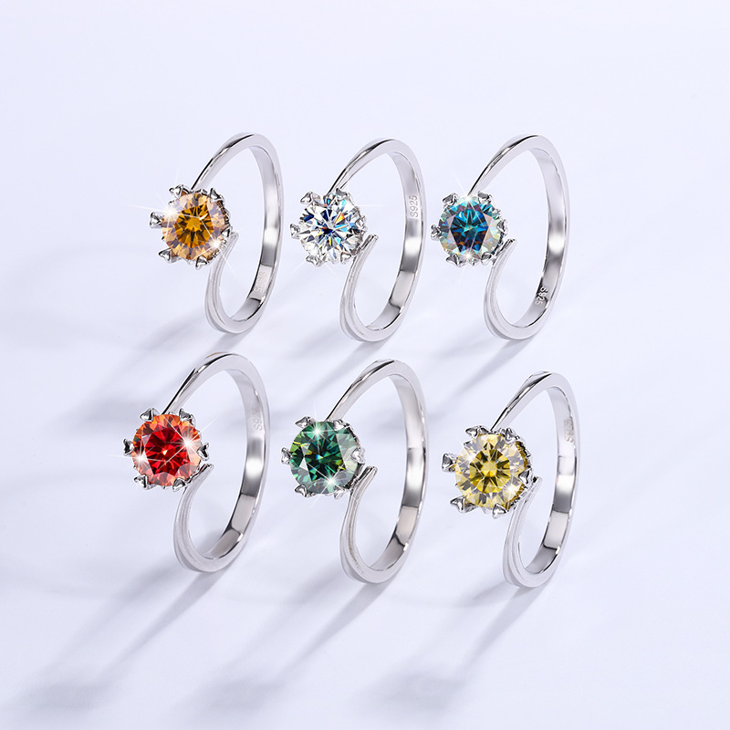 Manufacturer's direct supply of jewelry wholesale 925 sterling silver ring, moissanite diamond women's twisted arm snowflake 1 carat moissanite ring