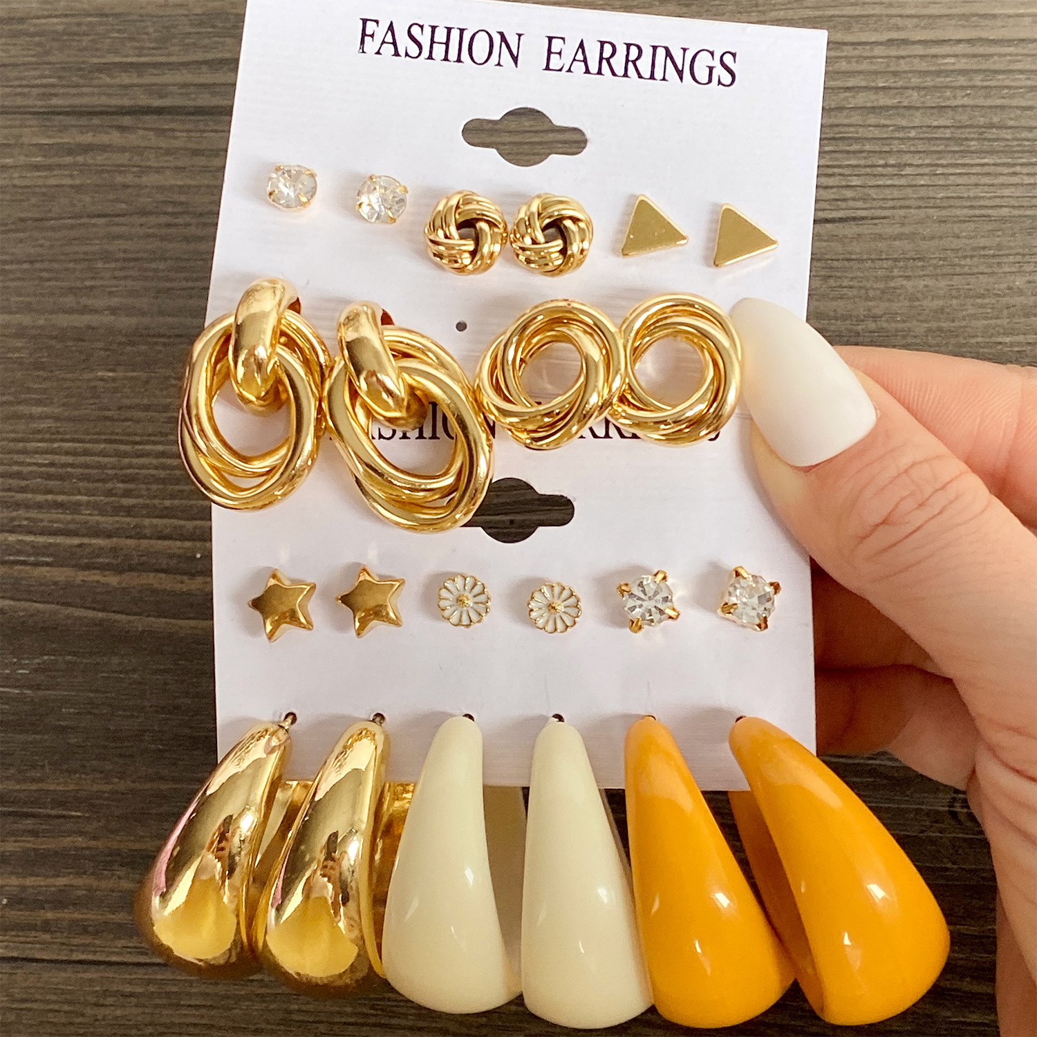 Cross border hot selling metal Fried Dough Twists chain earrings set creative simple earrings geometric earrings