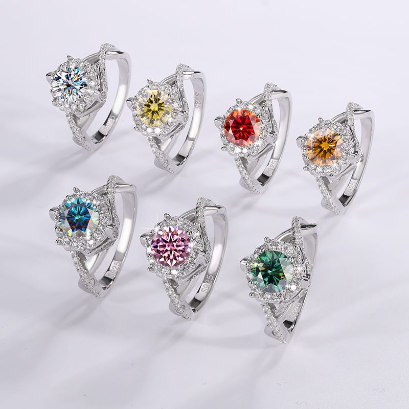 Cross border exclusive S925 sterling silver Mausang diamond royal manor ring one carat four claw wedding ring proposal diamond ring Tiktok