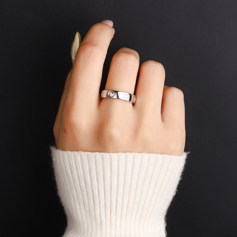 925 silver moissanite simple 7-diamond women's ring white gold moissanite diamond ring light luxury simple couple pairing ring cross-border hot selling