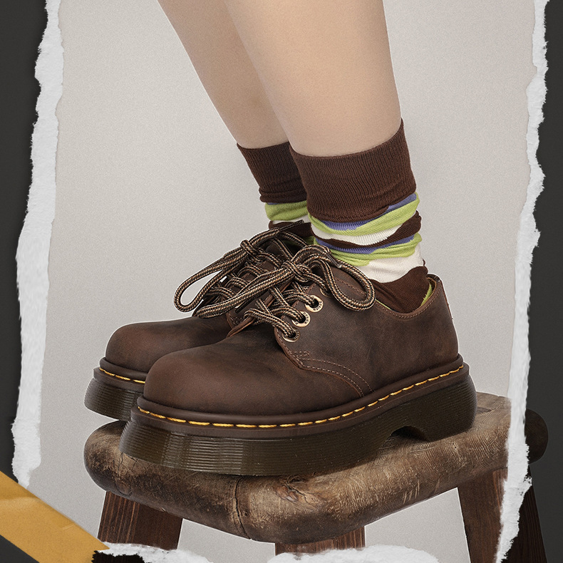 Big toe shoes, genuine leather, ugly and cute shoes, classic one foot Martin shoes, retro Mary Jane thick soled loafers, women's small leather shoes