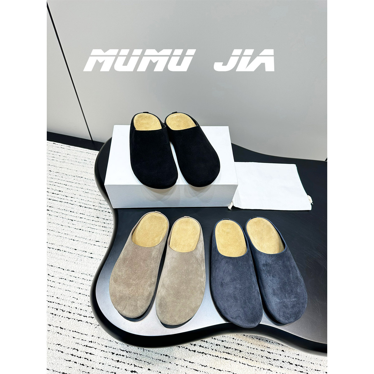 2024 autumn Boken shoes, genuine leather thick soled retro row style toe cap, half drag women's soft leather flat bottomed Boken slippers