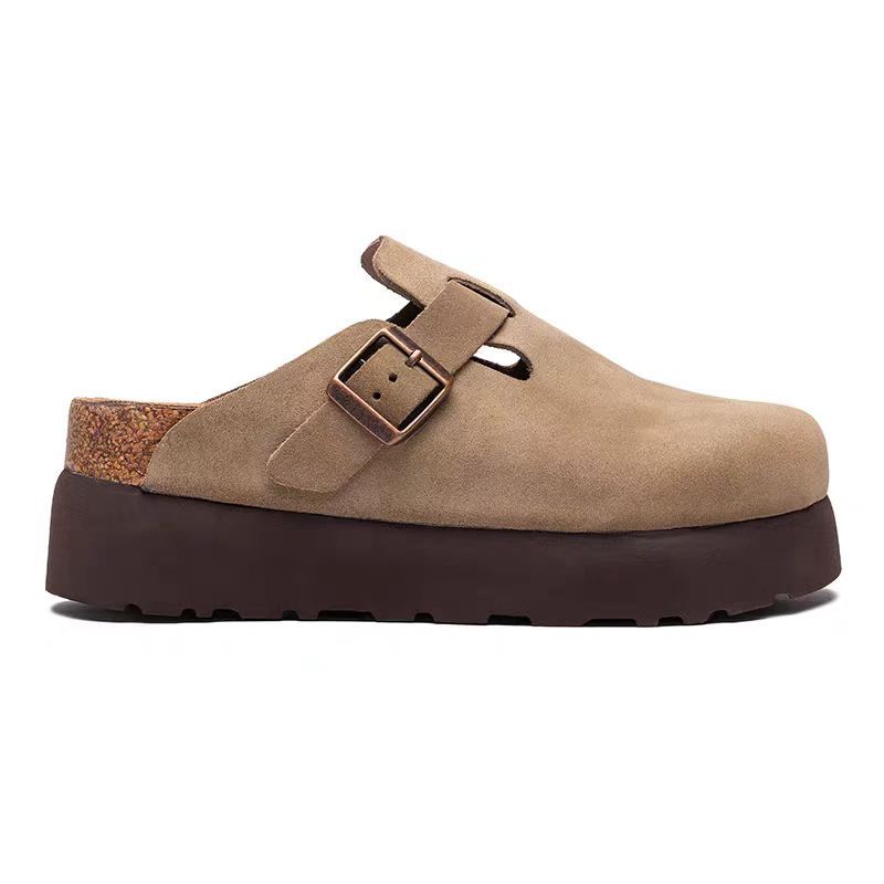 Super thick sole half drag Haken shoes slippers fishing 2025 Spring and Autumn new item genuine leather men and women with comfortable thick toe caps