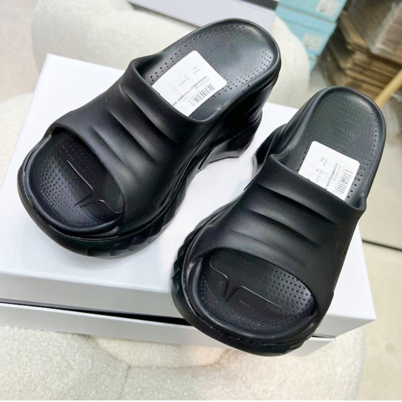 2024 Summer New Jifanxi Thick soled High Heel Slippers for Women, Sponge Cake Bottom Height Raising Beach Shoes, Slope Heel Lazy Sandals