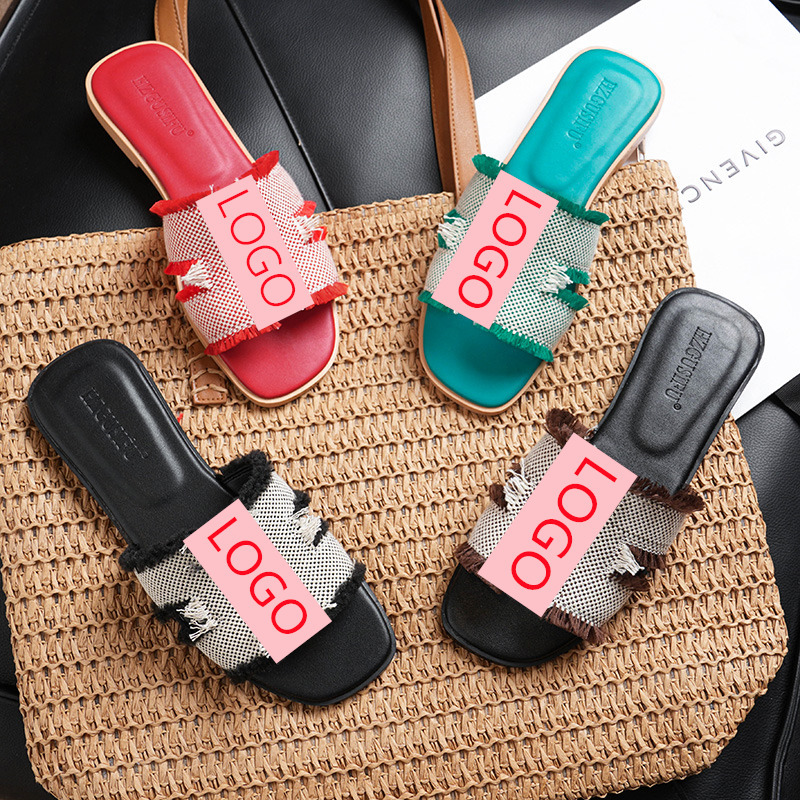 Slippers, women's outdoor wear, 2025 new style, fashionable and versatile for spring and summer, flat bottomed, one line dragging, beach travel, internet famous sandals