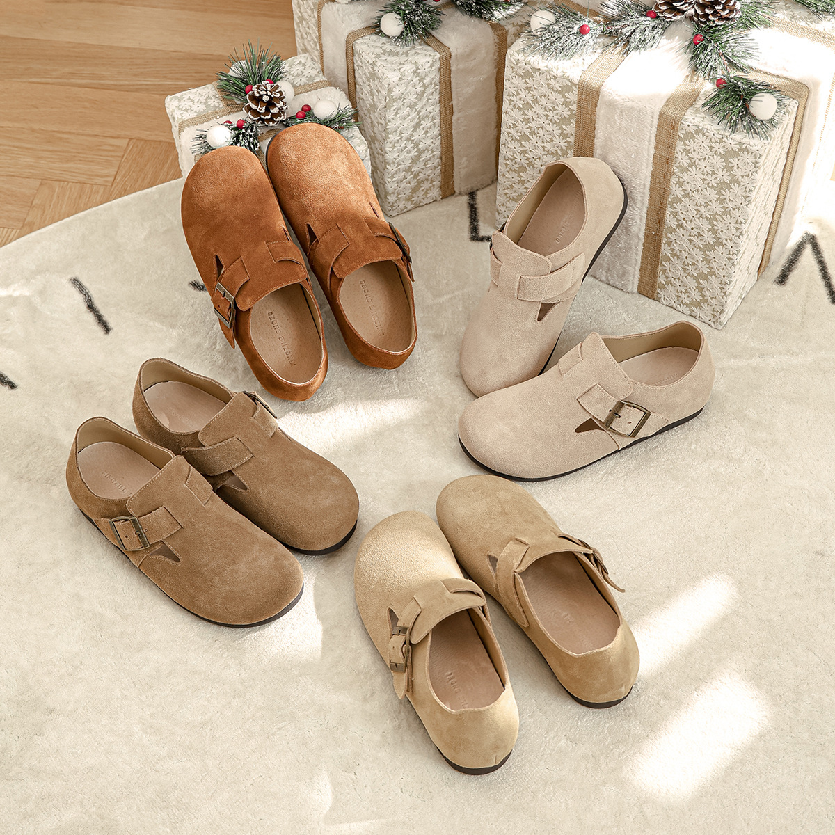 Real leather Boken shoes with increased height inside, cowhide cowhide suede, autumn and winter new style, super popular ins Japanese flat bottomed all inclusive Boken shoes