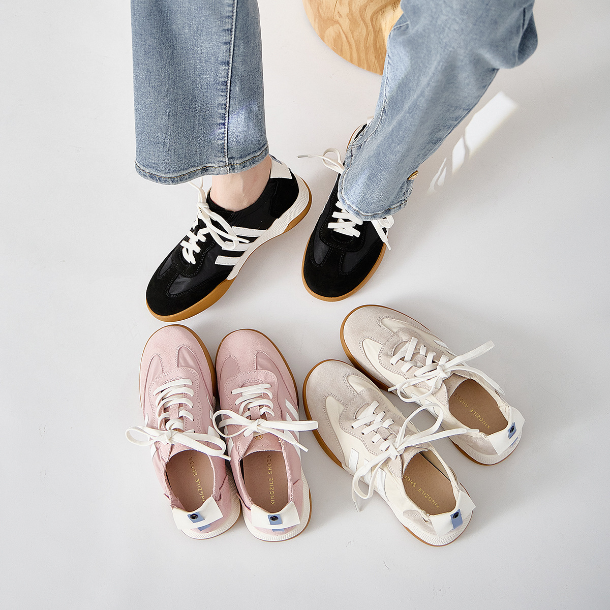 German Training Shoes, Genuine Leather Biscuit Shoes, White Shoes, Women's Korean Edition 2025 New Edition, Forrest Gump Shoes, Soft soled Sports Shoes, Casual Board Shoes