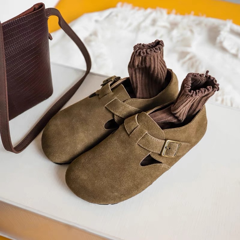 Boken shoes women's genuine leather frosted flat bottom, soft sole, soft surface, comfortable, ugly and cute Japanese retro Boken shoes, single shoe