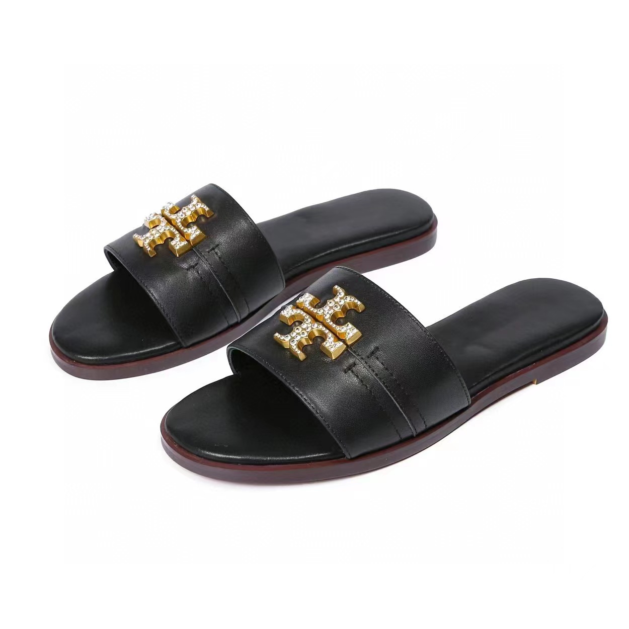 2025 New TB Leather Slippers Women's Shoes Fashion Women's Cool Slippers Cross border from Europe and America