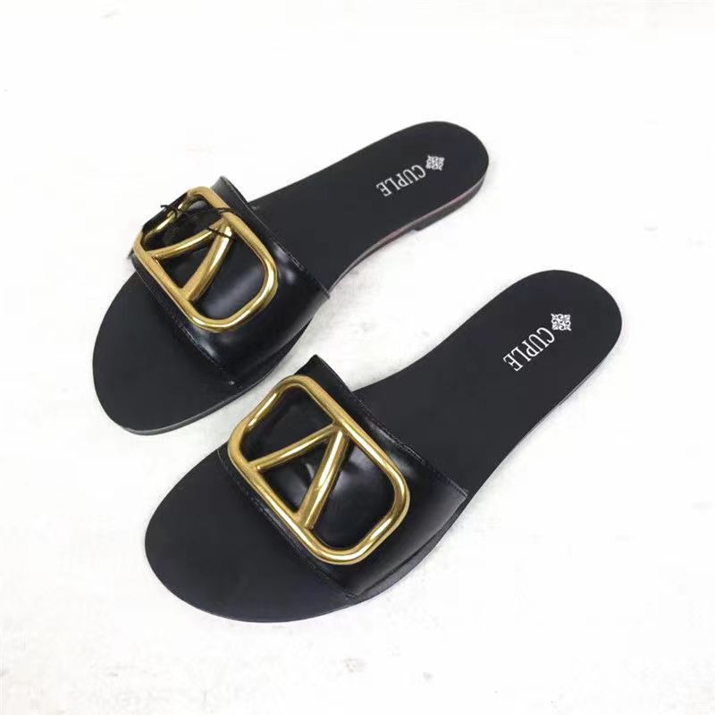 Casual Flat Slippers for Women's Outerwear Fashion 2025 Spring New Style One Word Flat Bottom Cool Slippers for Women