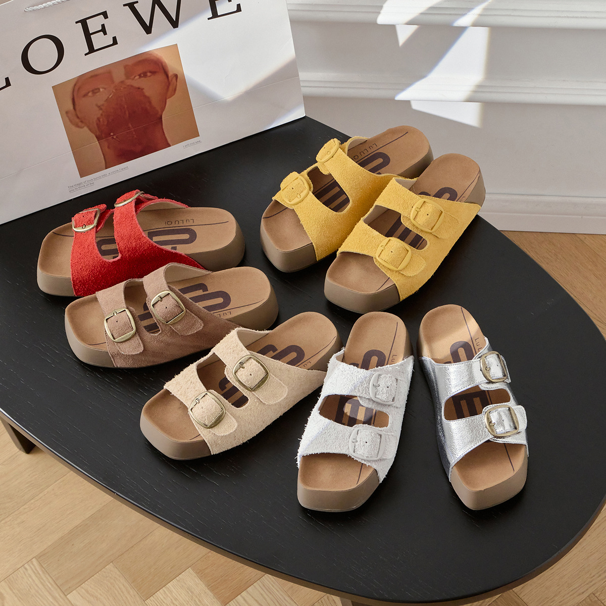 Zhou Yutong, Shen Yue, internet celebrity, same style sandals, women's toast 4.5cm thick soled Boken slippers, 2025 new sandals