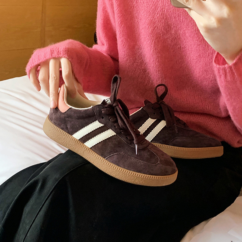 Real leather training shoes, women's cowhide, spring and autumn flat leather, Forrest Gump shoes, Maillard retro versatile, niche sports and leisure shoes