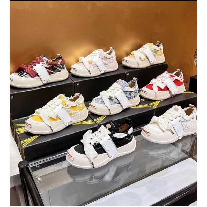 Same shoe canvas shoes for women 2024 new item, open laughing thick soled beggar shoes, white shoes with half support for men, Tan Jianci