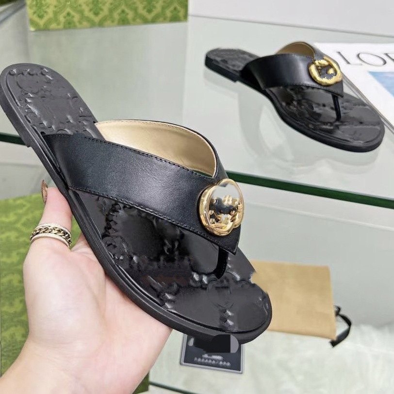 2025 new summer flip flops versatile belt buckle beach sandals for women's outdoor wear