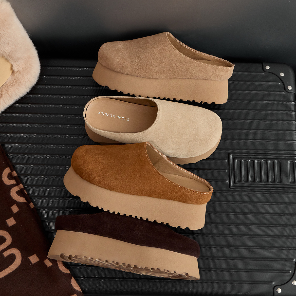 Bread, Boken shoes, soft half slippers, women's 2024 autumn new item, worn on the outside, thick soled retro row style Boken slippers