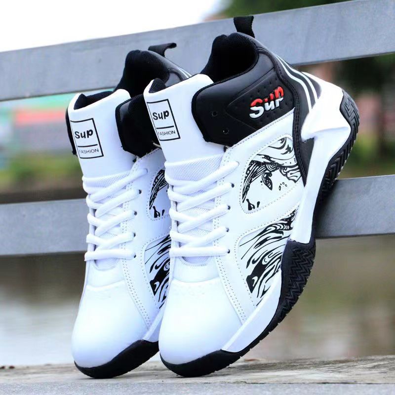 Wholesale of PU leather men's shoes for autumn and winter in foreign trade factories, basketball shoes, sports shoes, lace up Korean version, fashionable cross-border men's shoes