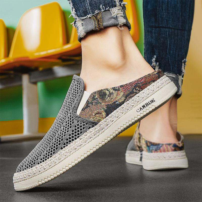 Cross border men's Baotou half slippers, men's summer outdoor wear, breathable mesh, outdoor leisure, sports, beach hole sandals