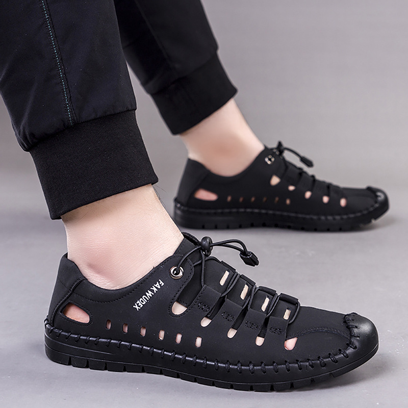 Cross border Men's Sandals 2024 Summer New Breathable Men's Shoes Baotou Cave Shoes Youth Leisure Hollow Sports Shoes
